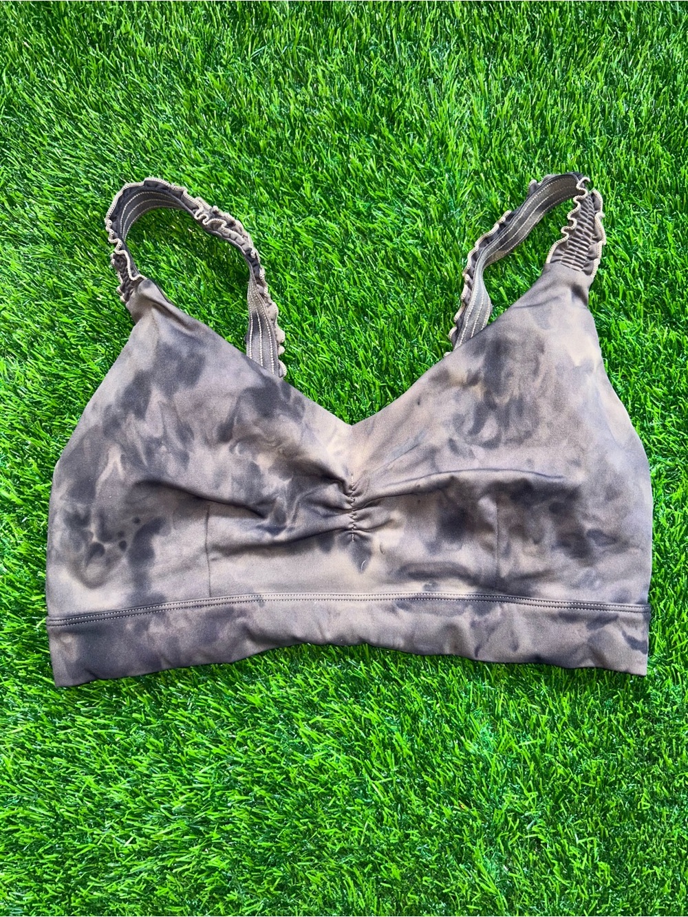 JoyLab Brown Tie-Dye Bralette with Ruched Straps
